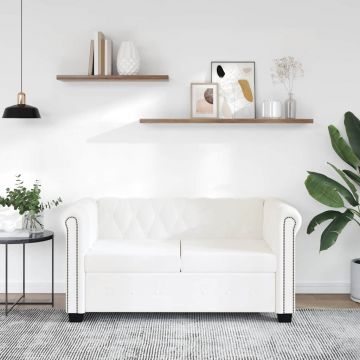 vidaXL Canapea Chesterfield cu 2 locuri, piele artificială, alb