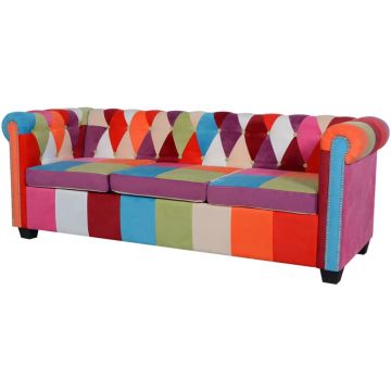 vidaXL Canapea Chesterfield, cu 3 locuri, material textil