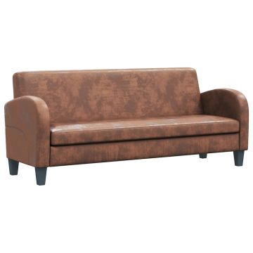 vidaXL Canapea cu 3 locuri, velur artificial, maro