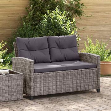 vidaXL Canapea de grădină cu 2 locuri cu perne, gri, 124 cm, poliratan