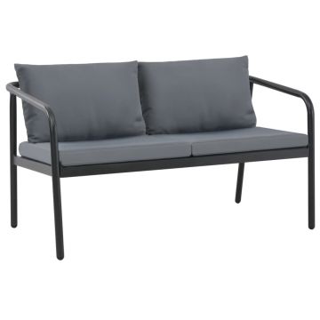 vidaXL Canapea de grădină cu 2 locuri, cu perne, gri, aluminiu