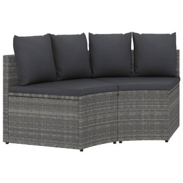 vidaXL Set canapele de grădină cu perne, 2 piese, gri, poliratan