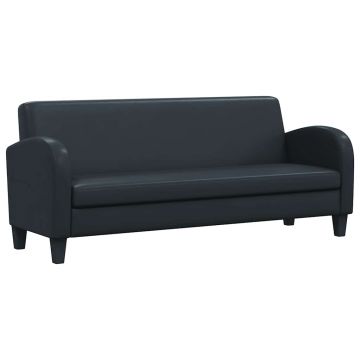 vidaXL Canapea cu 3 locuri, negru, piele artificială