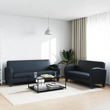 vidaXL Set canapea 2 buc. Piele artificială Negru