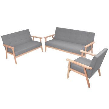 vidaXL Set canapele 3 piese Textil Gri deschis