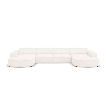 Colțar bej cu tapițerie bouclé (în formă de 