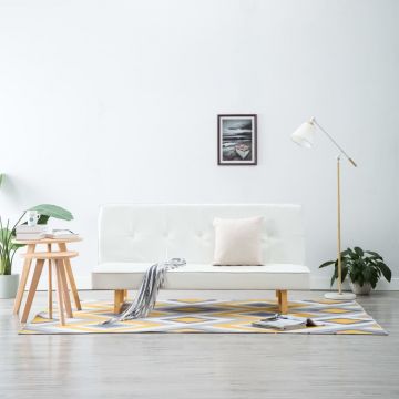 vidaXL Canapea extensibilă, piele ecologică, alb