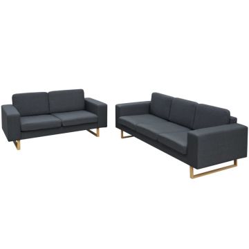 vidaXL Set canapea cu 2 și 3 locuri, gri închis