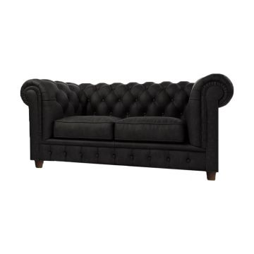 Canapea neagră cu tapițerie din catifea 184 cm Cambridge – Ropez