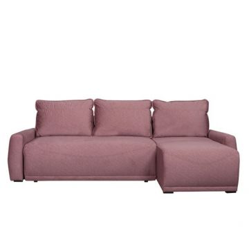 Coltar Extensibil Lea Interschimbabil Stanga/Dreapta, 5 Locuri, Lada Depozitare, Roz, 256 Cm