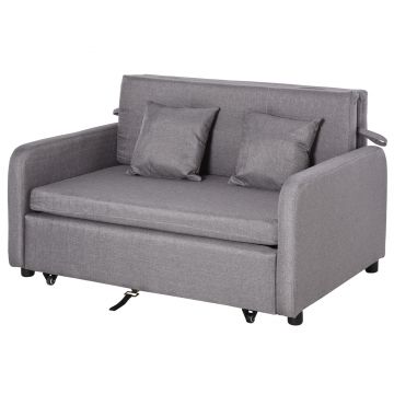 HOMCOM Canapele Extensibile Canapea Extensibilă 2 în 1 cu Depozitare, 136x92x84 cm, Gri | Aosom Romania