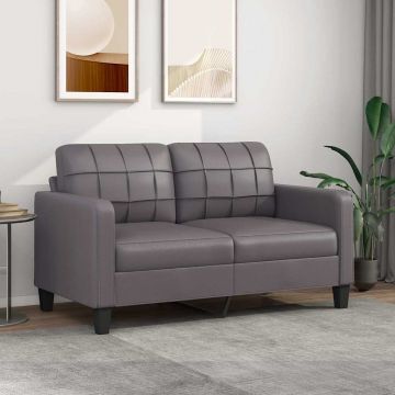 vidaXL Canapea cu 2 locuri, gri, 140 cm, piele ecologică