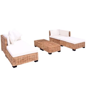 vidaXL Set canapea, 16 piese, ratan natural