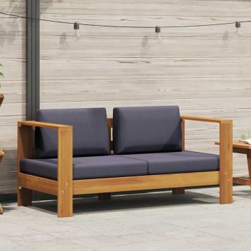 vidaXL Bancă de grădină cu perne, gri, 140 cm, lemn masiv de acacia