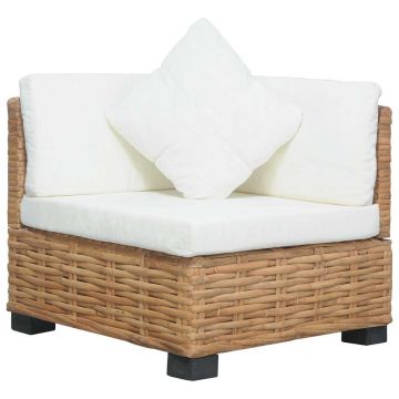 vidaXL Canapea de colț cu perne, ratan natural