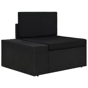 vidaXL Canapea de colț modulară cu cotieră dreapta, negru, poliratan