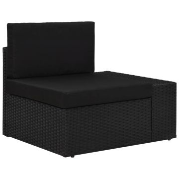 vidaXL Canapea de colț modulară cu cotieră stânga, negru, poliratan