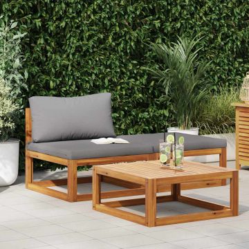 vidaXL Set mobilier de grădină cu perne, 3 piese, lemn masiv de acacia