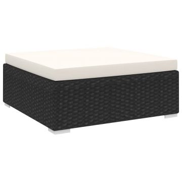 vidaXL Taburet modular, 1 buc., negru, poliratan, cu pernă