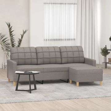 vidaXL Canapea cu 3 locuri și taburet, taupe, 180 cm, material textil