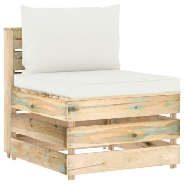 vidaXL Canapea de mijloc modulară cu perne, lemn verde tratat