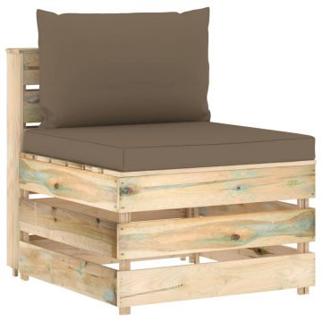 vidaXL Canapea de mijloc modulară cu perne, verde, lemn impregnat