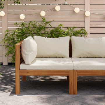 vidaXL Canapea modulară de colț cu perne alb crem, lemn de acacia