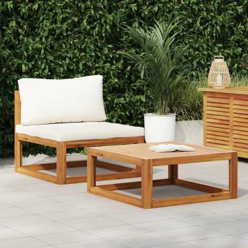 vidaXL Set canapea de grădină cu perne, 2 piese, lemn masiv de acacia