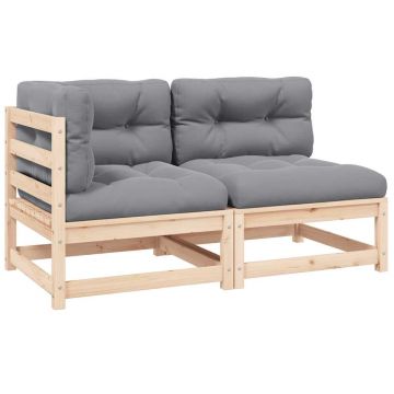 vidaXL Set mobilier de grădină cu perne, 2 piese, lemn masiv de pin