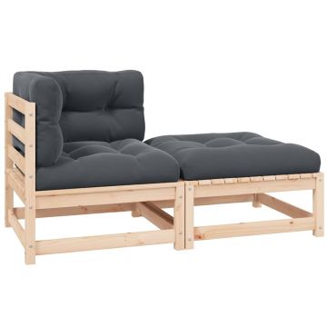 vidaXL Set mobilier de grădină cu perne, 2 piese, lemn masiv de pin