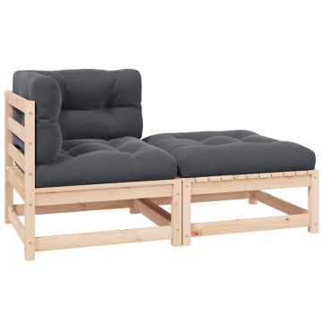 vidaXL Set mobilier de grădină cu perne, 2 piese, lemn masiv de pin