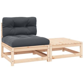 vidaXL Set mobilier de grădină cu perne, 3 piese, lemn masiv de pin