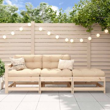 vidaXL Set mobilier de grădină cu perne, 3 piese, lemn masiv