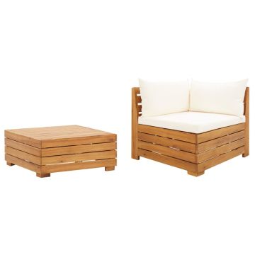 vidaXL Set mobilier grădină cu perne, 2 piese, lemn masiv de acacia