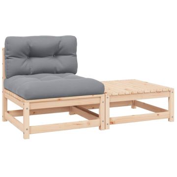 vidaXL Set mobilier grădină cu perne, 2 piese, lemn masiv de pin