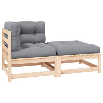 vidaXL Set mobilier grădină cu perne, 2 piese, lemn masiv de pin