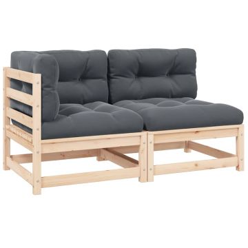 vidaXL Set mobilier grădină cu perne, 2 piese, lemn masiv de pin