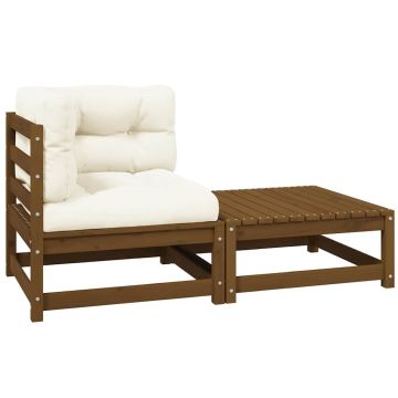 vidaXL Set mobilier grădină&perne 2 piese, maro miere lemn masiv pin