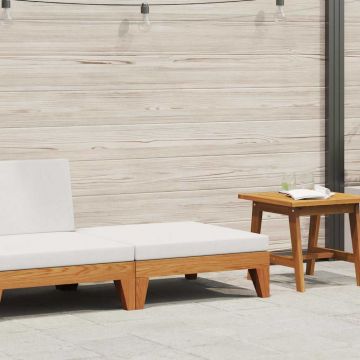 vidaXL Taburet modular, cu pernă alb crem, lemn masiv de acacia