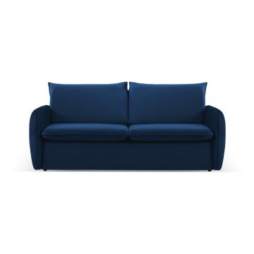 Canapea albastru-închis extensibilă cu tapițerie din catifea 194 cm Vienna – Cosmopolitan Design