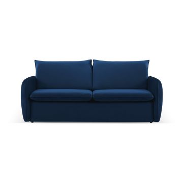 Canapea albastru-închis extensibilă cu tapițerie din catifea 214 cm Vienna – Cosmopolitan Design