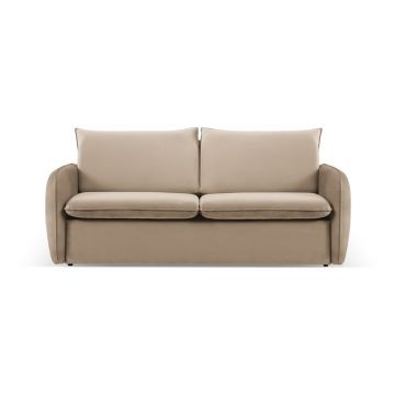 Canapea bej extensibilă cu tapițerie din catifea 194 cm Vienna – Cosmopolitan Design