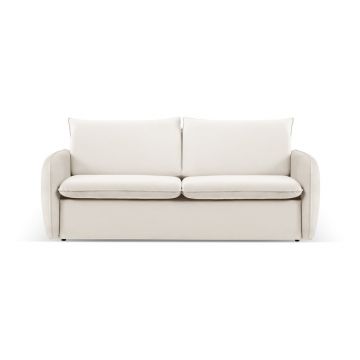 Canapea crem extensibilă cu tapițerie din catifea 214 cm Vienna – Cosmopolitan Design