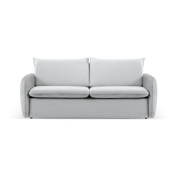 Canapea gri deschis extensibilă cu tapițerie din catifea 214 cm Vienna – Cosmopolitan Design