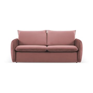 Canapea roz extensibilă cu tapițerie din catifea 194 cm Vienna – Cosmopolitan Design