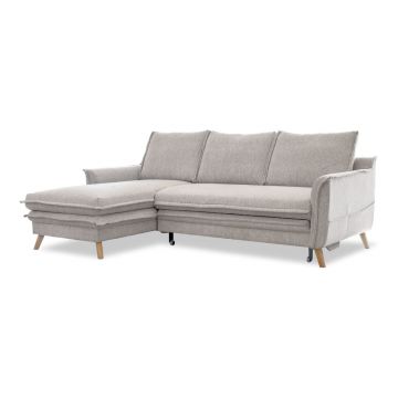 Colțar grej extensibil/cu spațiu de depozitare (cu colț pe partea stângă/cu șezlong) Charming Charlie – Miuform