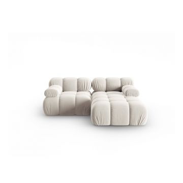 Colțar modular bej cu tapițerie din catifea (cu colț pe partea dreaptă) Bellis – Micadoni