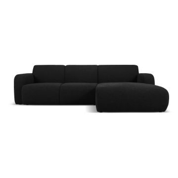 Colțar negru cu tapițerie din stofă bouclé (colț dreapta) Molino – Micadoni Home