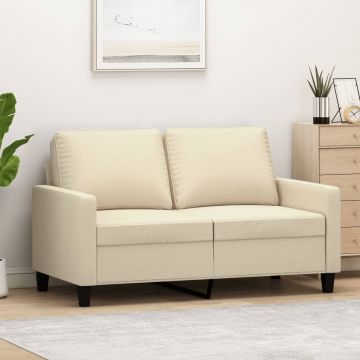 vidaXL Canapea cu 2 locuri, crem, 120 cm, material textil