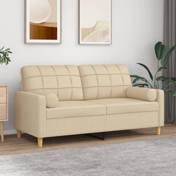 vidaXL Canapea cu 2 locuri cu pernuțe, crem, 140 cm, textil